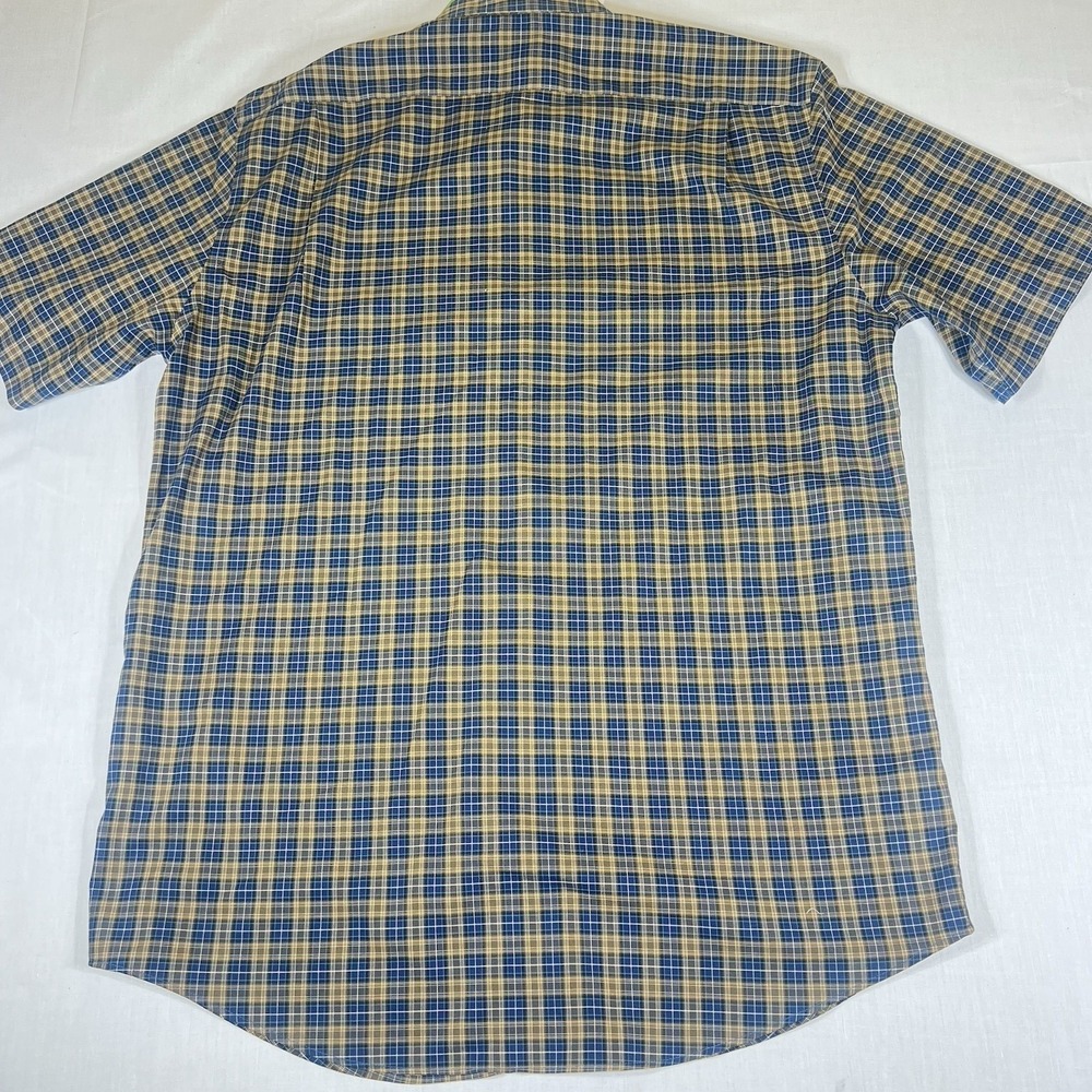 LL Bean Shirt Plaid Blue Tan Cotton Mens M Regular 502253 - Picture 8 of 9